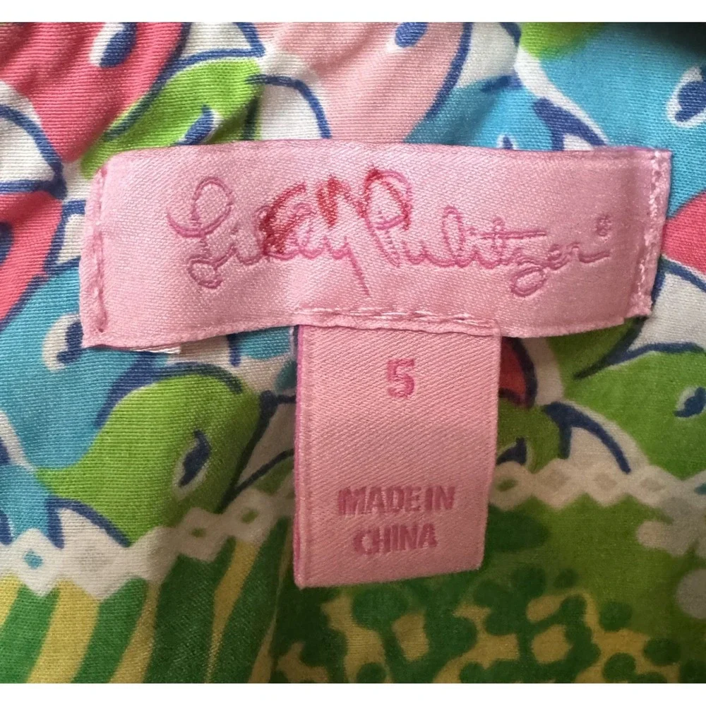 Lily Pulitzer Little Girls Size 5 Tropical Floral Shift Dress Vacation Resort - Picture 3 of 3